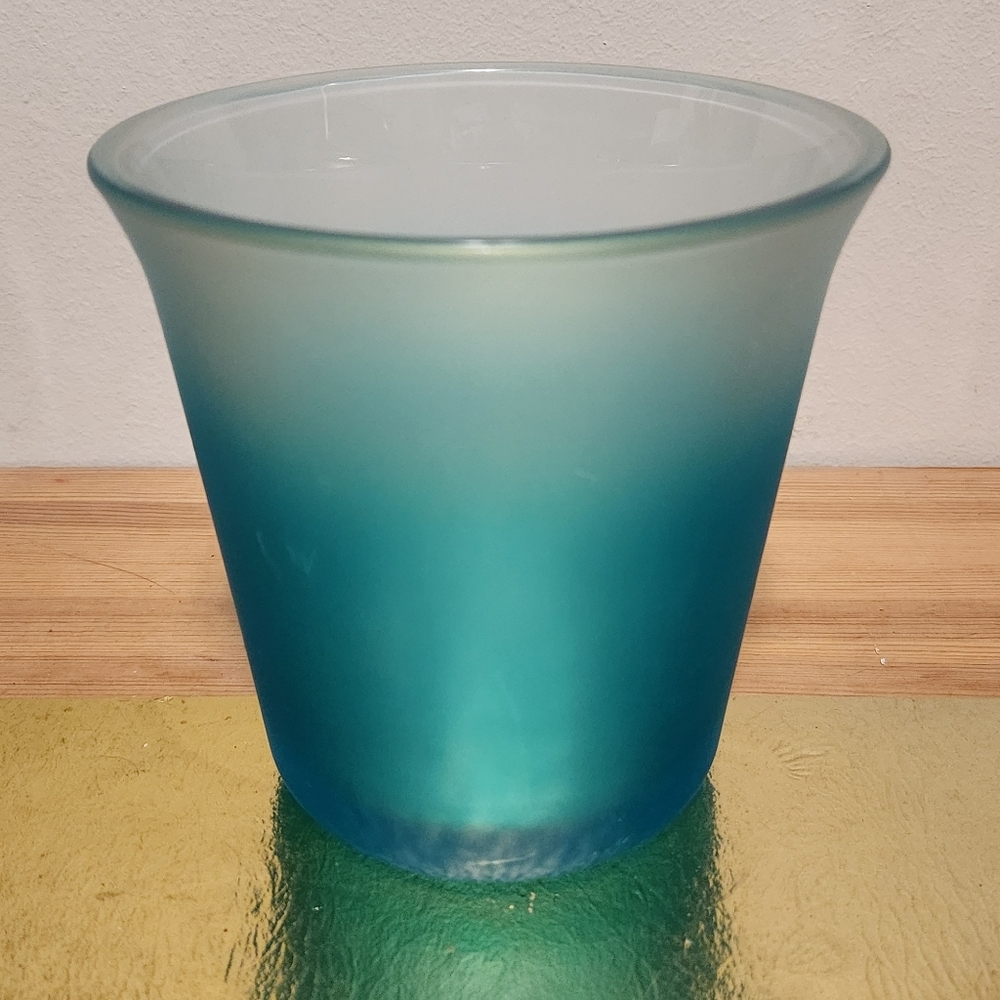 Calming blue ombre plant holder vessel glass pot